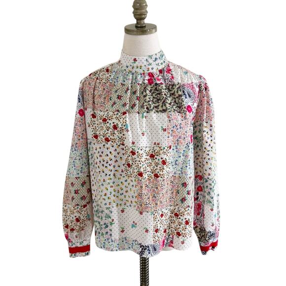 Hunter Bell Multicolor Patchwork Print Long Sleeve Blouse Women's Size Small EUC - Picture 8 of 8